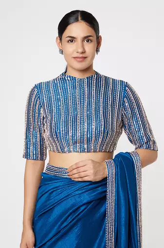BLUE EMBROIDERED SAREE