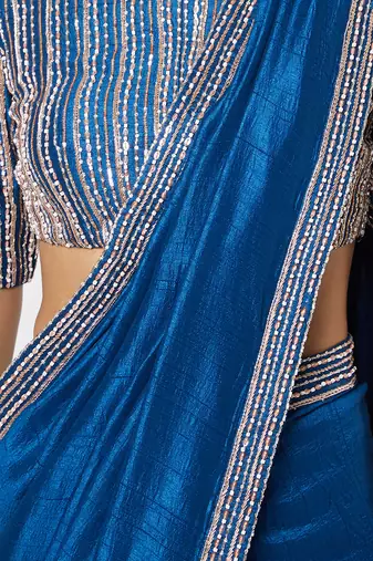 BLUE EMBROIDERED SAREE