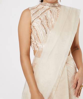 GOLDEN EMBROIDERED PANT SAREE WITH CAPE 3