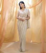 Sage Green saree with Belt