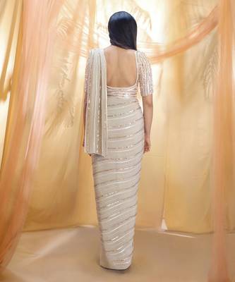 Sage Green saree with Belt 3
