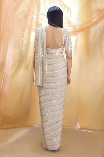 Sage Green saree with Belt