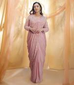 Rose gold saree with full sleeve blouse