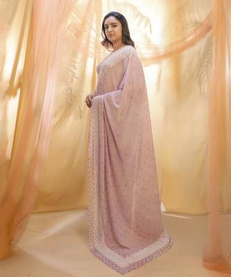 Lilac saree with corset blouse 2