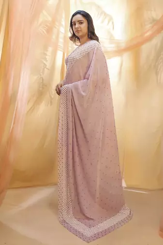 Lilac saree with corset blouse