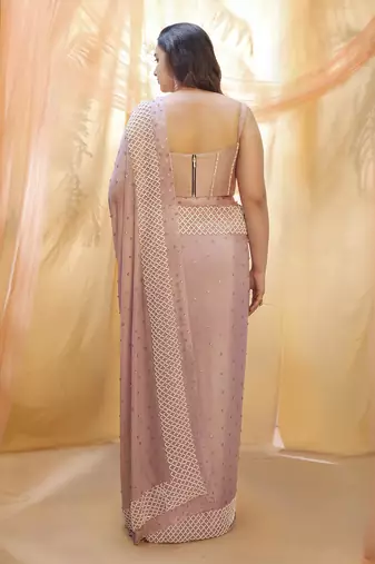 Lilac saree with corset blouse