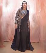 Navy Blue Jacket Saree set