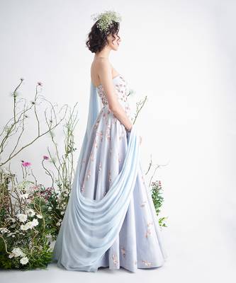 LIGHT BLUE EMBROIDERED DRAPE GOWN 2