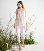 light blue collar neck embroidered kaftaan with embroidered belt