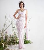 LIGHT LILAC EMBROIDERED SAREE WITH BLOUSE