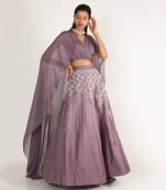 DUSTED MAUVE LILAC EMBRIDERED LEHENGA