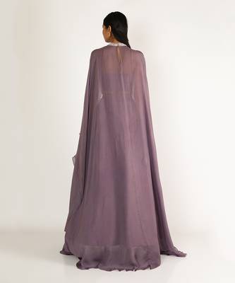 DUSTED MAUVE LILAC EMBRIDERED LEHENGA 2