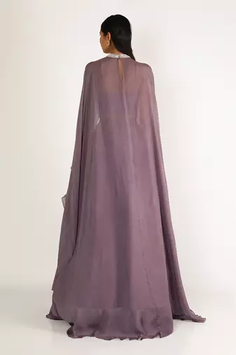 DUSTED MAUVE LILAC EMBRIDERED LEHENGA