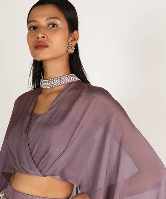 DUSTED MAUVE LILAC EMBRIDERED LEHENGA 3