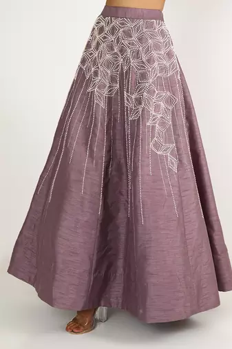DUSTED MAUVE LILAC EMBRIDERED LEHENGA