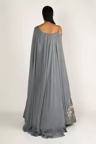 GREY EMBROIDERED LEHENGA SET