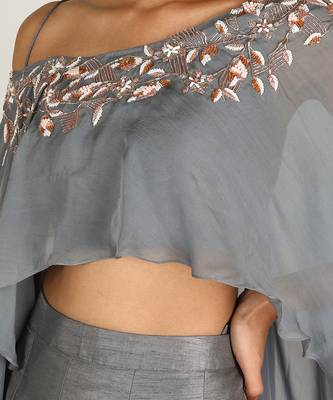 GREY EMBROIDERED LEHENGA SET 3