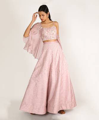 DUSTED PINK EMBROIDERED LEHENGA SET 1