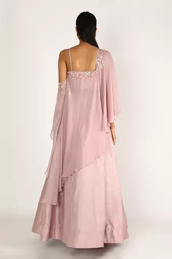 DUSTED PINK EMBROIDERED LEHENGA SET