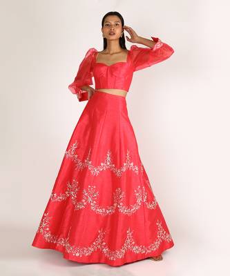 ROSE PINK EMBROIDERED SAREE SET 1