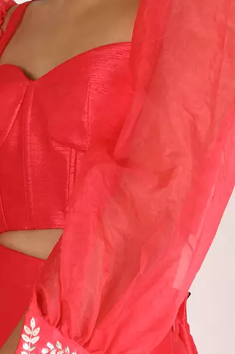 ROSE PINK EMBROIDERED SAREE SET