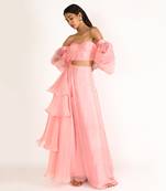 PINK ORGANZA CORSET LEHENGA SET
