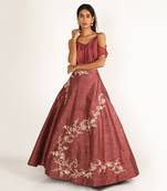 BRICK BROWN EMBROIDERED LEHENGA