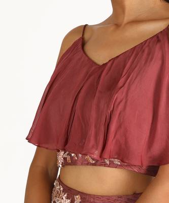 BRICK BROWN EMBROIDERED LEHENGA 3