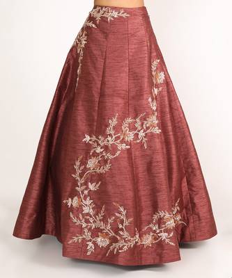 BRICK BROWN EMBROIDERED LEHENGA 4