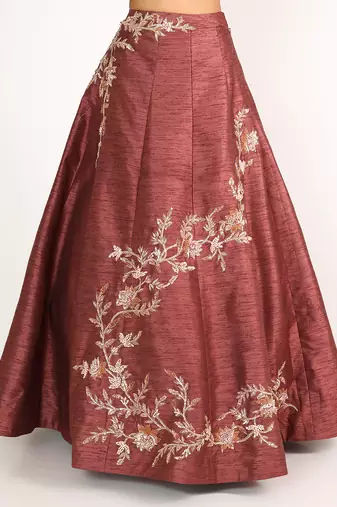 BRICK BROWN EMBROIDERED LEHENGA