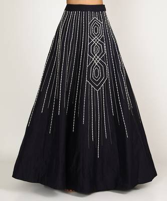 NAVY BLUE EMBROIDERED DRAPE LEHENGA SET 4