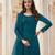 Dark Aqua Blue Embroidered Trendy Salwar Kameez