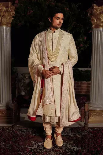 Yellow Lava Sherwani Set