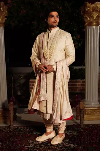 Yellow Lava Sherwani Set