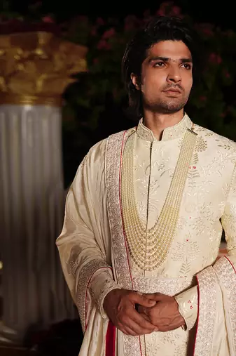 Yellow Lava Sherwani Set