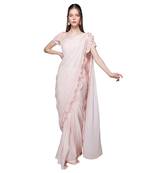 Featuring a Baby Pink Saree with Cut Work Border and blouse