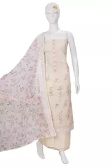 Off-white embroidered santoon salwar