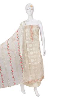 Off-white embroidered chanderi salwar