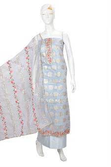 Blue embroidered chanderi salwar