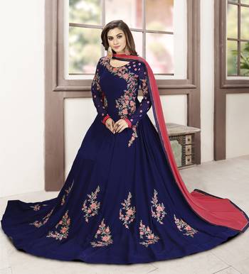 Blue Embroidered Anarkali Kurta Pant with Dupatta Salwar Suit Set 4