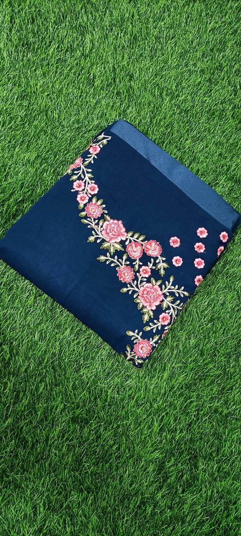 Blue Embroidered Anarkali Kurta Pant with Dupatta Salwar Suit Set