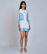 White Blue Shift Dress Dress
