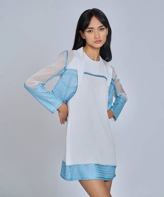 White Blue Shift Dress Dress 3
