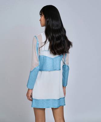 White Blue Shift Dress Dress 4