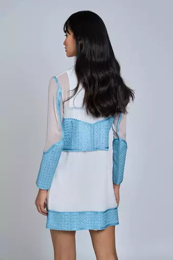 White Blue Shift Dress Dress