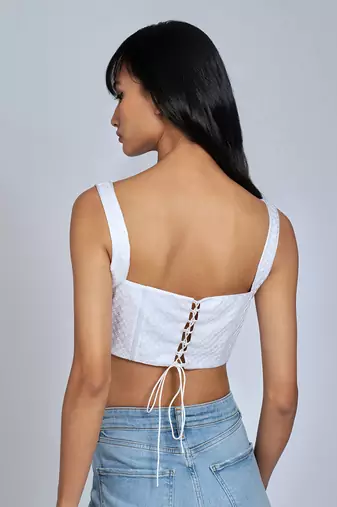 White Corsetry Crop  Top
