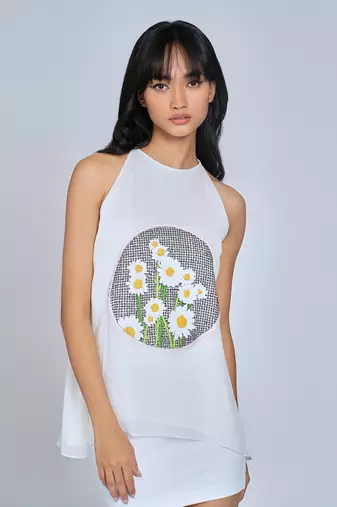 White Delicate Daisy Top