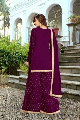 Trendmalls Cotton Embroidered Party Wear Kurta Pant with Dupatta Salwar Suit Set 2