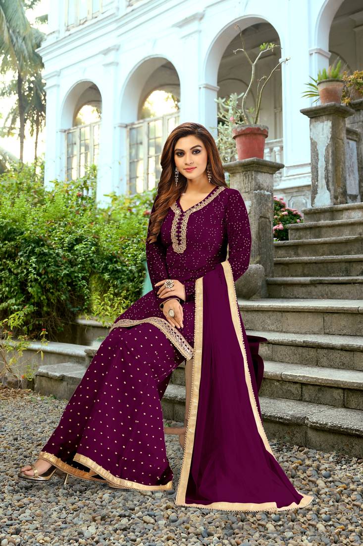 Trendmalls Trendmalls Cotton Embroidered Party Wear Kurta Pant with Dupatta Salwar Suit Set