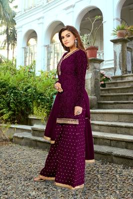 Trendmalls Cotton Embroidered Party Wear Kurta Pant with Dupatta Salwar Suit Set 4